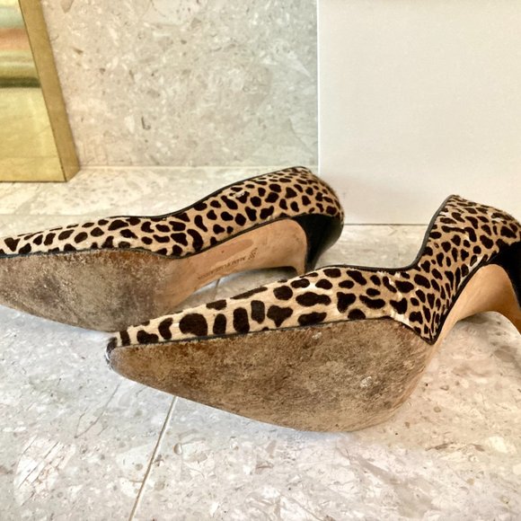 Manolo Blahnik Suede Pumps Leopard Print Sz.8.5 / 38.5 - Picture 5 of 5